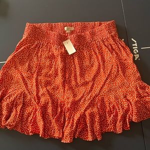 Loft Burnt Orange and White Polkadot Mini Skirt